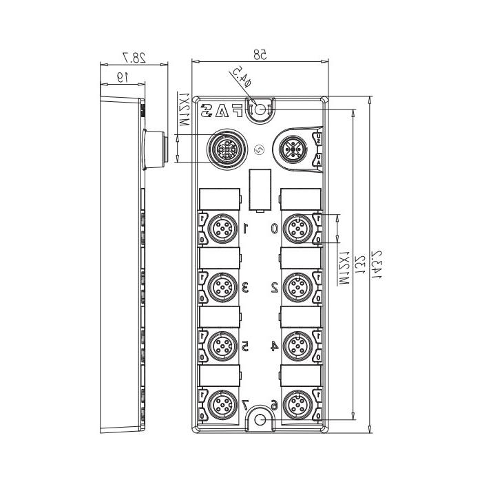 M12 interface、IO-Link Hub、PNP、16DI/DO configurable、Scalable modules、00BD31